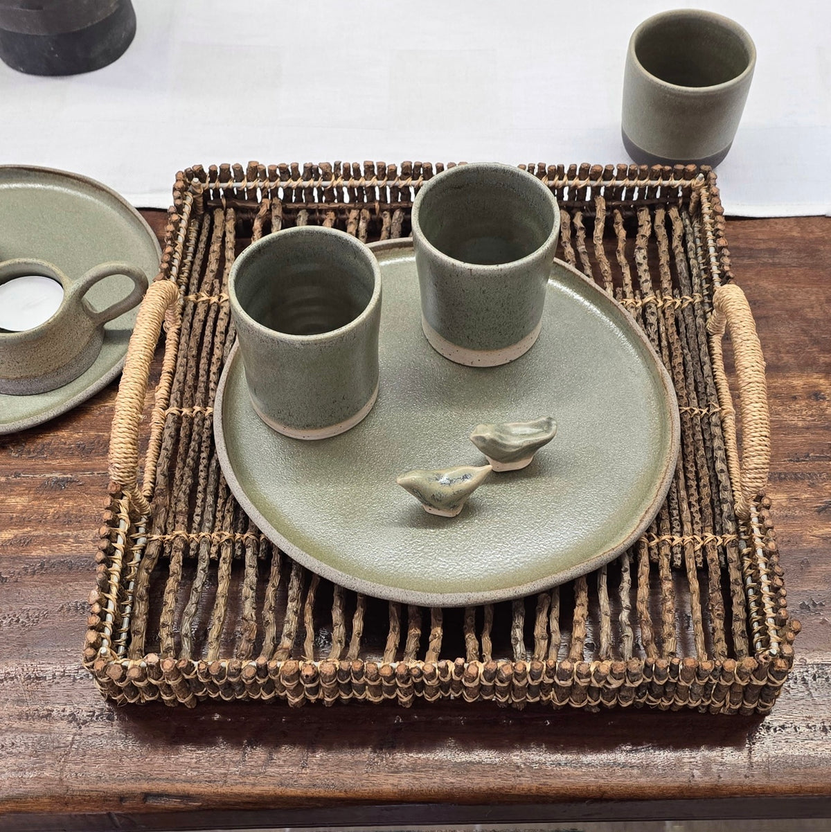 Tazza in gres puntinato