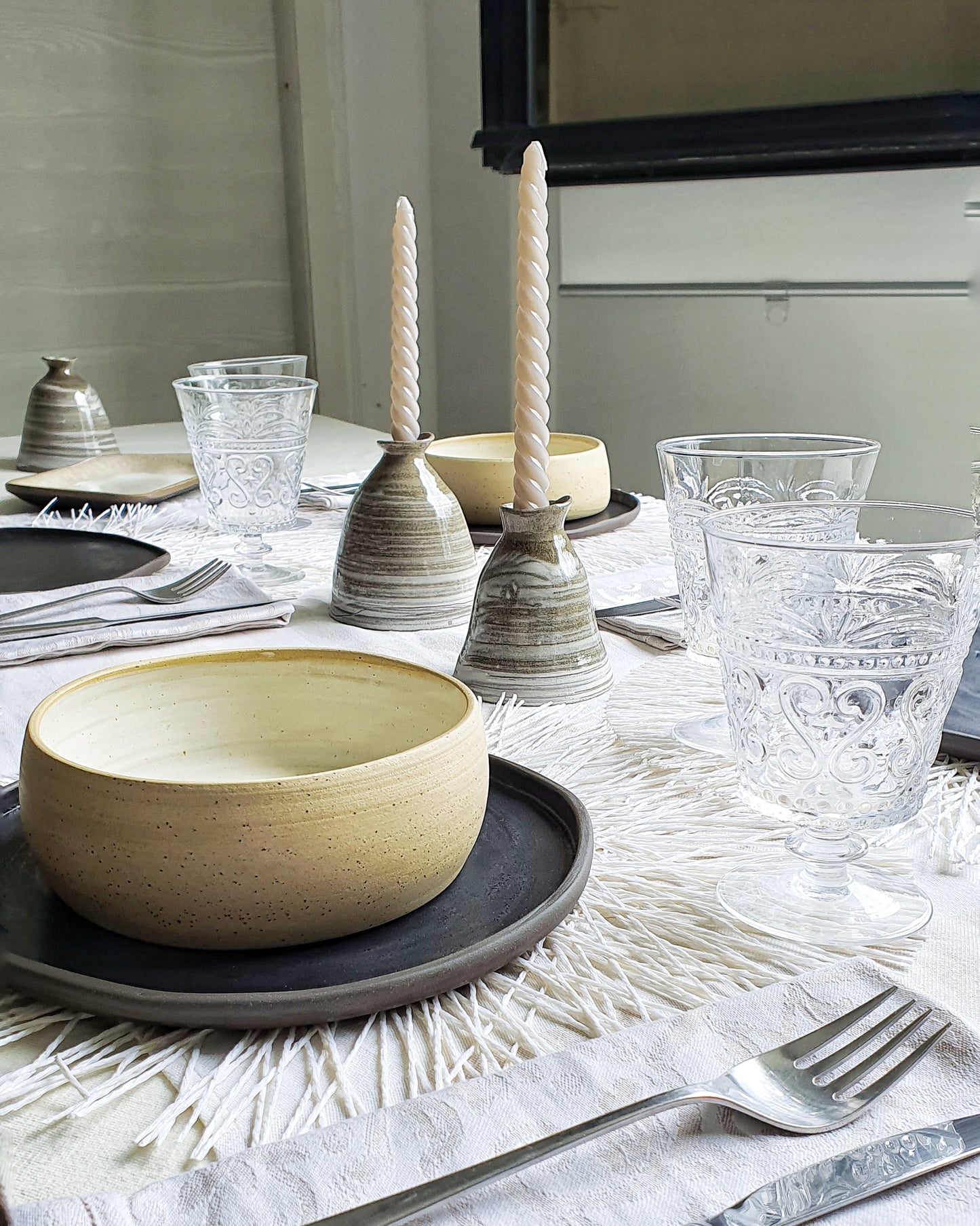 Vasetto in gres grigio Godet