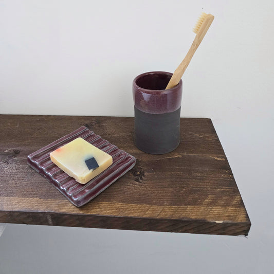 PORTA SPAZZOLINI cilindrico in gres nero di diversi colori, di dimensioni circa di 10*6.5hcm